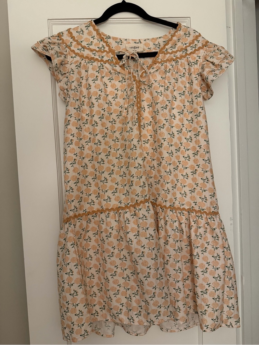 Umgee Cream and Yellow Floral Tie-Front Casual Dress
